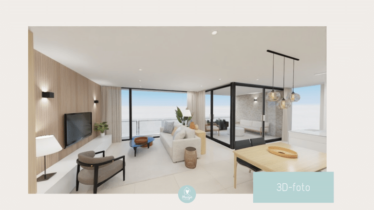 interieurontwerp 3D: Modern, warm, design, wit, beige, hout, glas