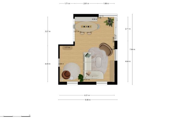 2d - grondplan met meubelindeling - plattegrond